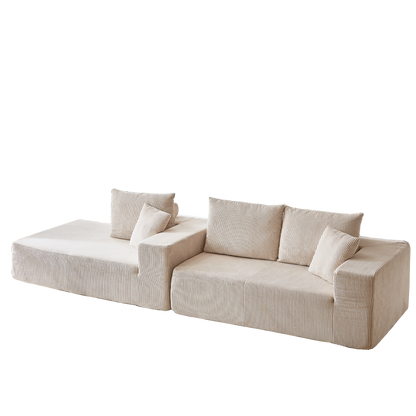 Modern Corduroy Upholstered Sectional Sofa Couch Set,Modular 108" L Shaped Sectional Living Room Sofa Set With 5 Pillows,Free Combination Sofa Couch for Living Room,Bedroom(Left Chaise)