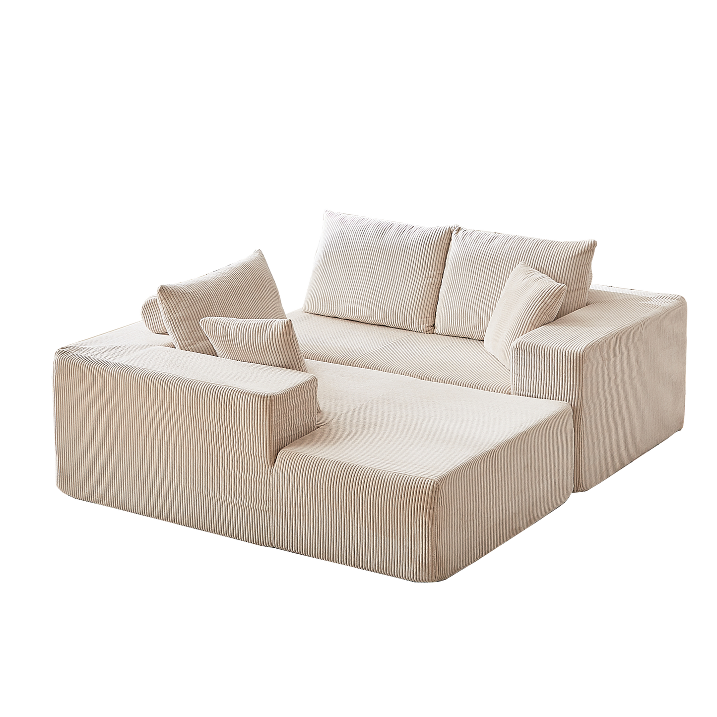Modern Corduroy Upholstered Sectional Sofa Couch Set,Modular 108" L Shaped Sectional Living Room Sofa Set With 5 Pillows,Free Combination Sofa Couch for Living Room,Bedroom(Left Chaise)