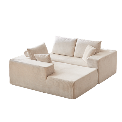 Modern Corduroy Upholstered Sectional Sofa Couch Set,Modular 108" L Shaped Sectional Living Room Sofa Set With 5 Pillows,Free Combination Sofa Couch for Living Room,Bedroom(Left Chaise)