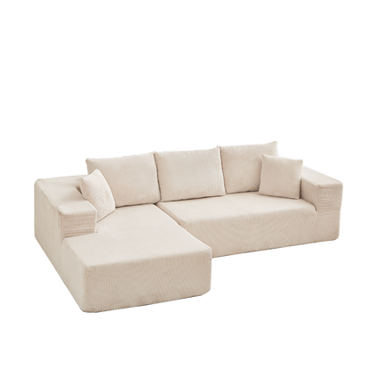 Modern Corduroy Upholstered Sectional Sofa Couch Set,Modular 108" L Shaped Sectional Living Room Sofa Set With 5 Pillows,Free Combination Sofa Couch for Living Room,Bedroom(Left Chaise)