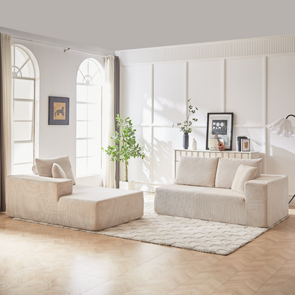 Modern Corduroy Upholstered Sectional Sofa Couch Set,Modular 108" L Shaped Sectional Living Room Sofa Set With 5 Pillows,Free Combination Sofa Couch for Living Room,Bedroom(Left Chaise)