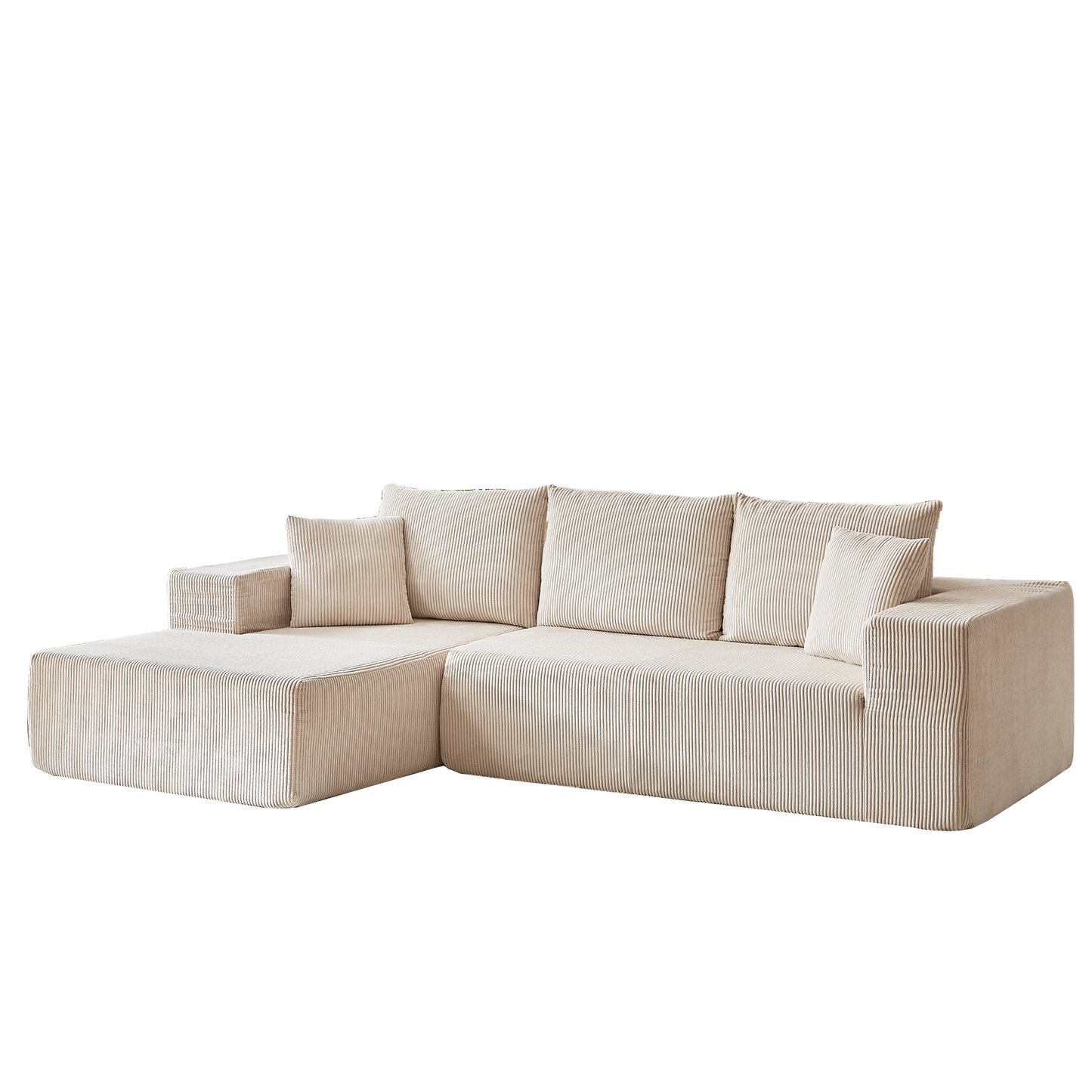Modern Corduroy Upholstered Sectional Sofa Couch Set,Modular 108" L Shaped Sectional Living Room Sofa Set With 5 Pillows,Free Combination Sofa Couch for Living Room,Bedroom(Left Chaise)