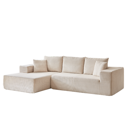 Modern Corduroy Upholstered Sectional Sofa Couch Set,Modular 108" L Shaped Sectional Living Room Sofa Set With 5 Pillows,Free Combination Sofa Couch for Living Room,Bedroom(Left Chaise)