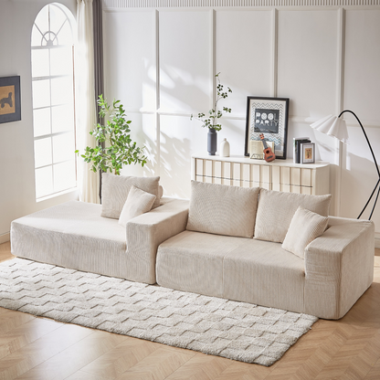 Modern Corduroy Upholstered Sectional Sofa Couch Set,Modular 108" L Shaped Sectional Living Room Sofa Set With 5 Pillows,Free Combination Sofa Couch for Living Room,Bedroom(Left Chaise)