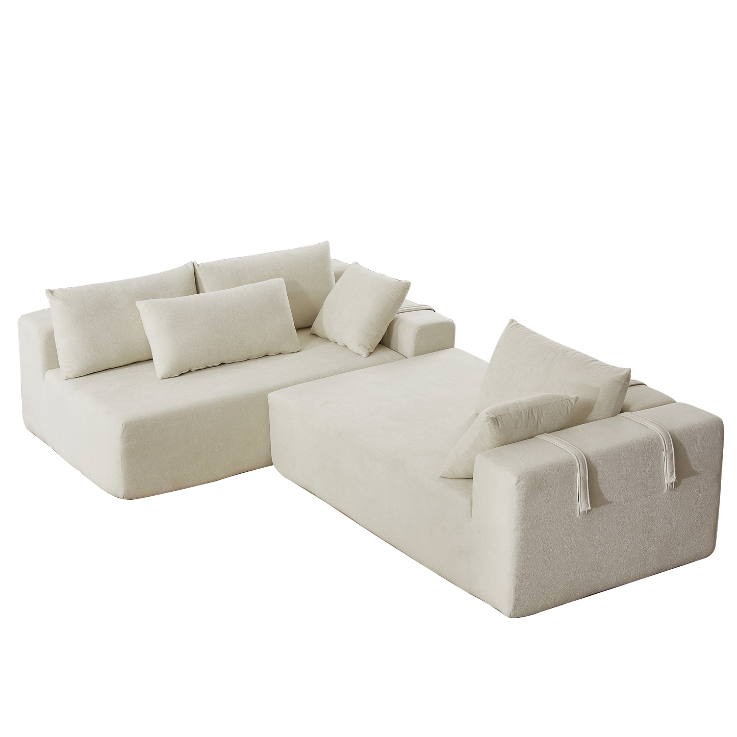 Modern Chenille Upholstered Sectional Sofa Couch Set,Modular 108" L Shaped Sectional Living Room Sofa Set With 6 Pillows,Free Combination Sofa Couch for Living Room,Bedroom(Left Chaise)