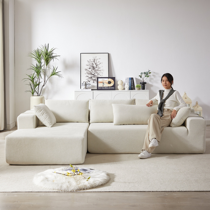 Modern Chenille Upholstered Sectional Sofa Couch Set,Modular 108" L Shaped Sectional Living Room Sofa Set With 6 Pillows,Free Combination Sofa Couch for Living Room,Bedroom(Left Chaise)