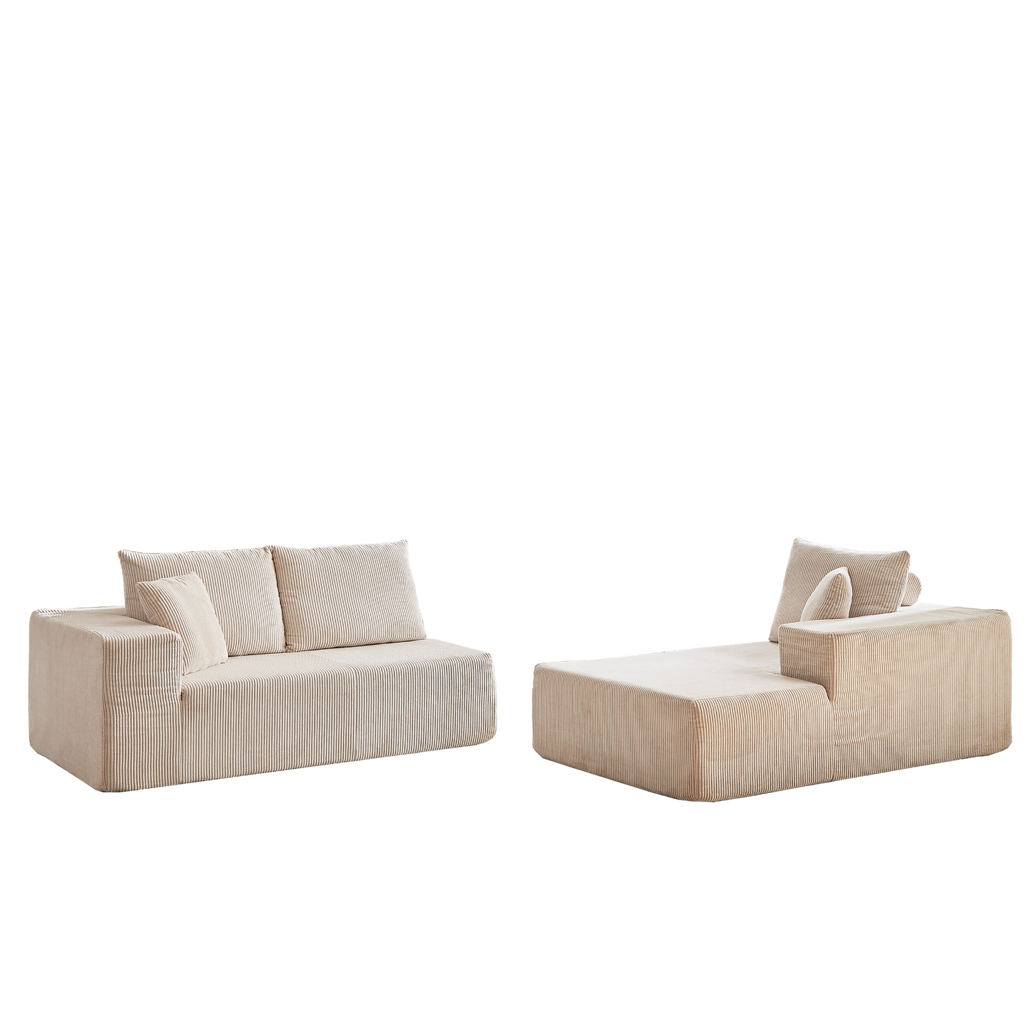 Modern Corduroy Upholstered Sectional Sofa Couch Set,Modular 108" L Shaped Sectional Living Room Sofa Set With 5 Pillows,Free Combination Sofa Couch for Living Room,Bedroom(Right Chaise)