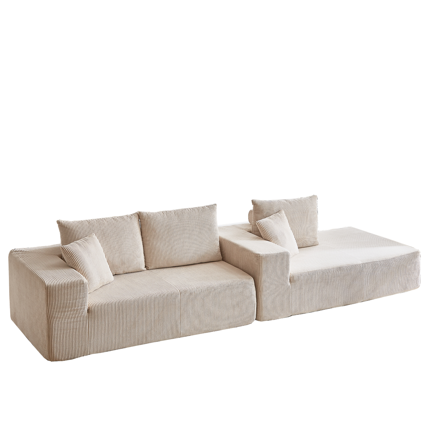 Modern Corduroy Upholstered Sectional Sofa Couch Set,Modular 108" L Shaped Sectional Living Room Sofa Set With 5 Pillows,Free Combination Sofa Couch for Living Room,Bedroom(Right Chaise)