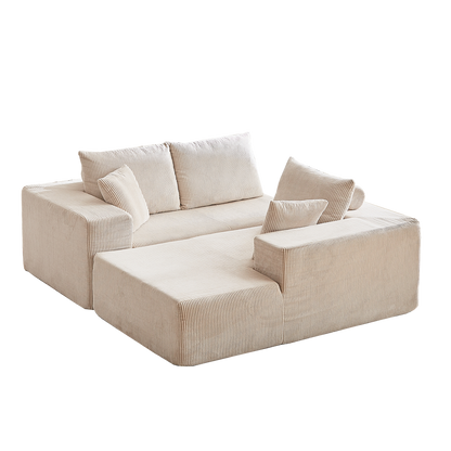 Modern Corduroy Upholstered Sectional Sofa Couch Set,Modular 108" L Shaped Sectional Living Room Sofa Set With 5 Pillows,Free Combination Sofa Couch for Living Room,Bedroom(Right Chaise)