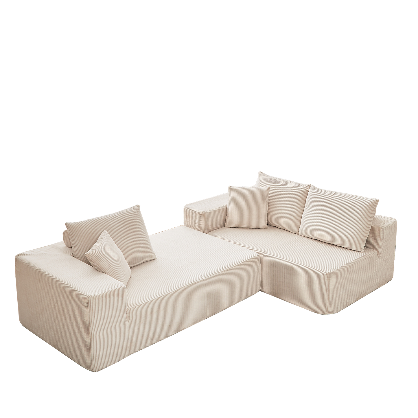Modern Corduroy Upholstered Sectional Sofa Couch Set,Modular 108" L Shaped Sectional Living Room Sofa Set With 5 Pillows,Free Combination Sofa Couch for Living Room,Bedroom(Right Chaise)