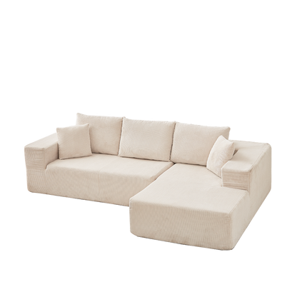Modern Corduroy Upholstered Sectional Sofa Couch Set,Modular 108" L Shaped Sectional Living Room Sofa Set With 5 Pillows,Free Combination Sofa Couch for Living Room,Bedroom(Right Chaise)
