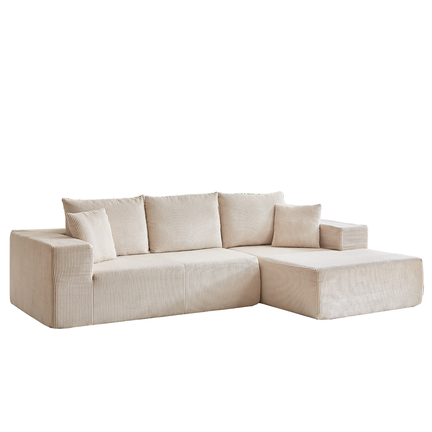 Modern Corduroy Upholstered Sectional Sofa Couch Set,Modular 108" L Shaped Sectional Living Room Sofa Set With 5 Pillows,Free Combination Sofa Couch for Living Room,Bedroom(Right Chaise)