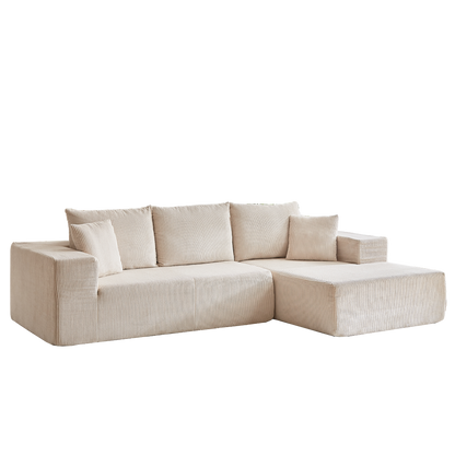 Modern Corduroy Upholstered Sectional Sofa Couch Set,Modular 108" L Shaped Sectional Living Room Sofa Set With 5 Pillows,Free Combination Sofa Couch for Living Room,Bedroom(Right Chaise)