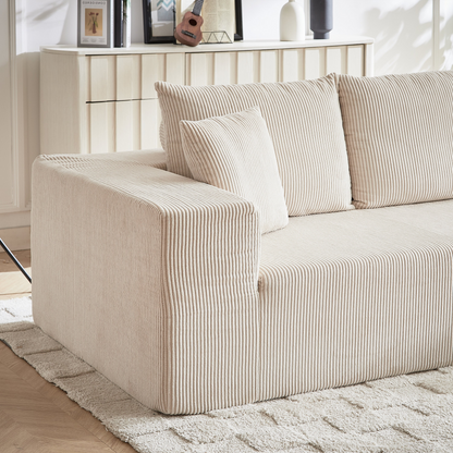 Modern Corduroy Upholstered Sectional Sofa Couch Set,Modular 108" L Shaped Sectional Living Room Sofa Set With 5 Pillows,Free Combination Sofa Couch for Living Room,Bedroom(Right Chaise)
