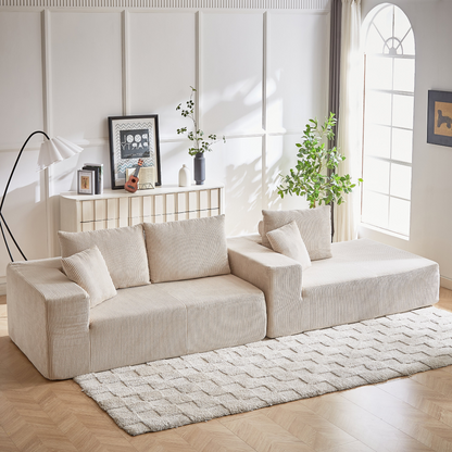 Modern Corduroy Upholstered Sectional Sofa Couch Set,Modular 108" L Shaped Sectional Living Room Sofa Set With 5 Pillows,Free Combination Sofa Couch for Living Room,Bedroom(Right Chaise)