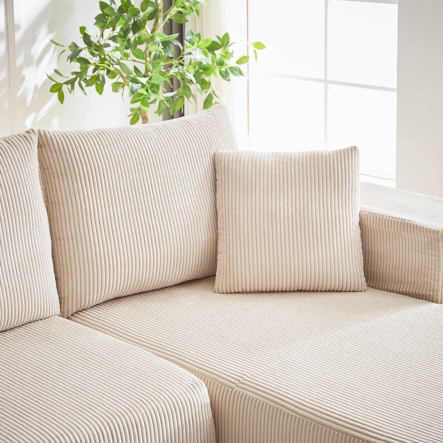 Modern Corduroy Upholstered Sectional Sofa Couch Set,Modular 108" L Shaped Sectional Living Room Sofa Set With 5 Pillows,Free Combination Sofa Couch for Living Room,Bedroom(Right Chaise)