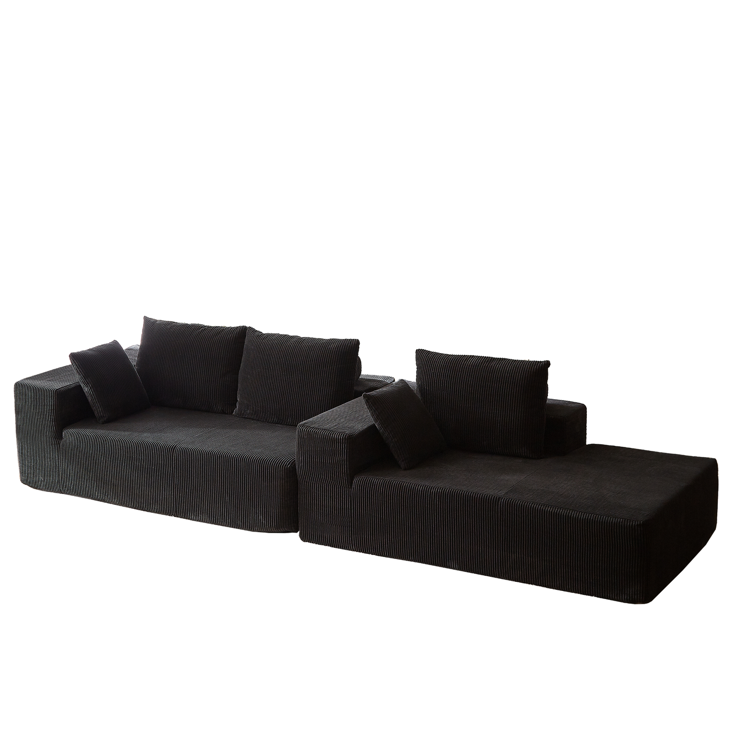 Modern Corduroy Upholstered Sectional Sofa Couch Set,Modular 108" L Shaped Sectional Living Room Sofa Set With 5 Pillows,Free Combination Sofa Couch for Living Room,Bedroom(Right Chaise)