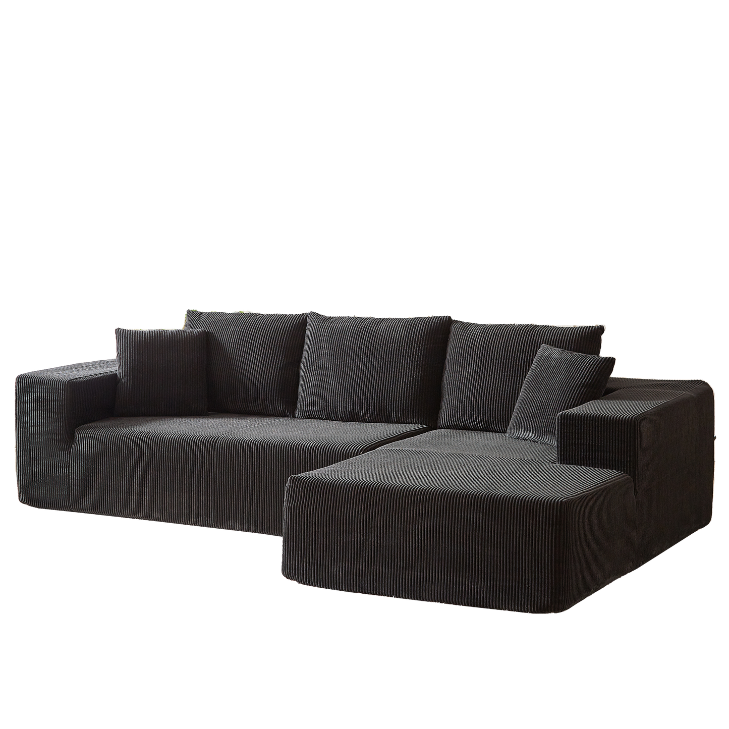 Modern Corduroy Upholstered Sectional Sofa Couch Set,Modular 108" L Shaped Sectional Living Room Sofa Set With 5 Pillows,Free Combination Sofa Couch for Living Room,Bedroom(Right Chaise)