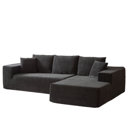 Modern Corduroy Upholstered Sectional Sofa Couch Set,Modular 108" L Shaped Sectional Living Room Sofa Set With 5 Pillows,Free Combination Sofa Couch for Living Room,Bedroom(Right Chaise)