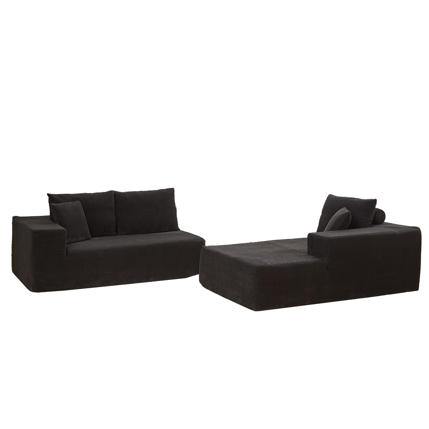 Modern Corduroy Upholstered Sectional Sofa Couch Set,Modular 108" L Shaped Sectional Living Room Sofa Set With 5 Pillows,Free Combination Sofa Couch for Living Room,Bedroom(Right Chaise)