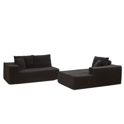 Modern Corduroy Upholstered Sectional Sofa Couch Set,Modular 108" L Shaped Sectional Living Room Sofa Set With 5 Pillows,Free Combination Sofa Couch for Living Room,Bedroom(Right Chaise)