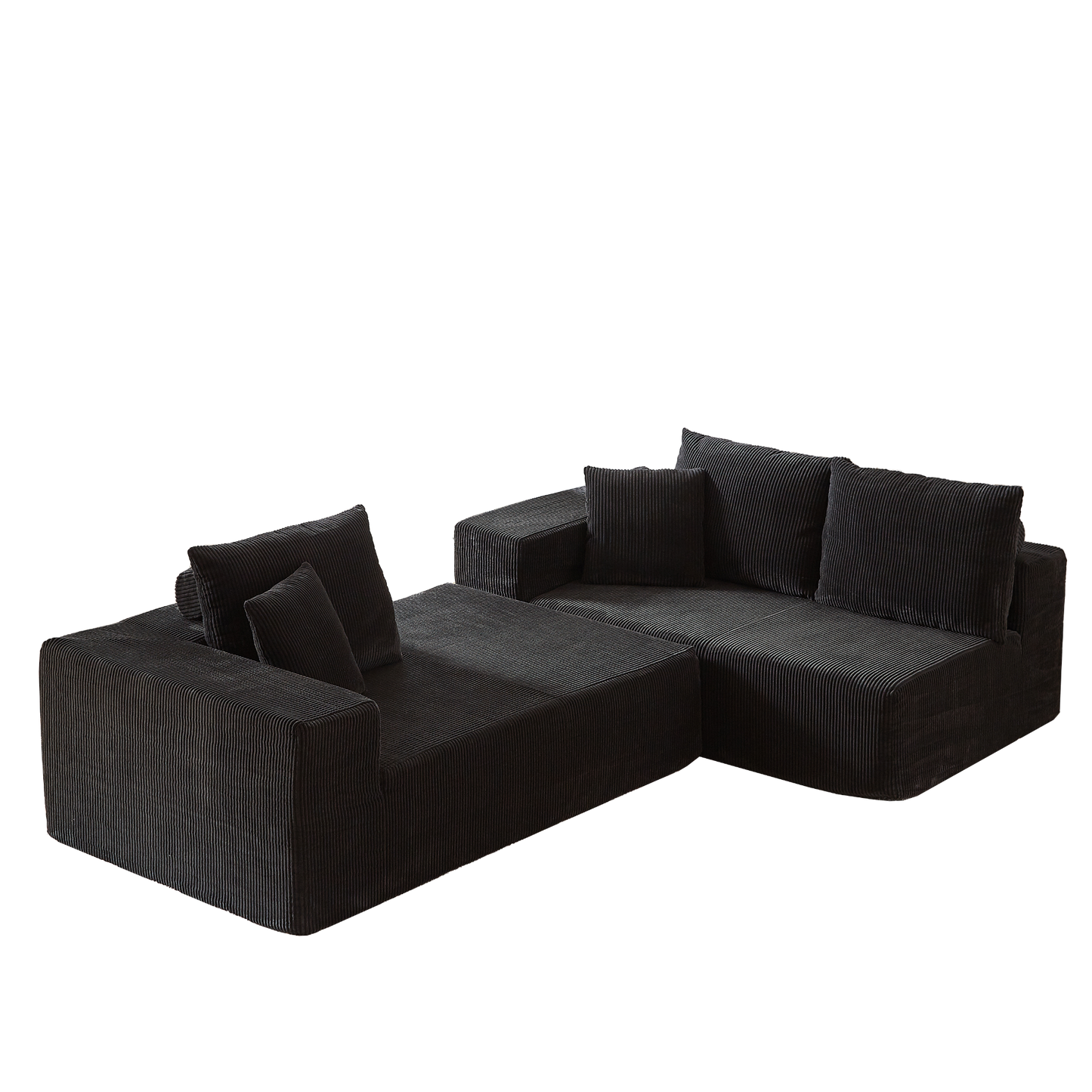Modern Corduroy Upholstered Sectional Sofa Couch Set,Modular 108" L Shaped Sectional Living Room Sofa Set With 5 Pillows,Free Combination Sofa Couch for Living Room,Bedroom(Right Chaise)