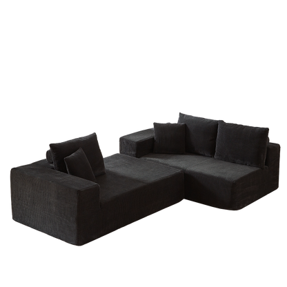 Modern Corduroy Upholstered Sectional Sofa Couch Set,Modular 108" L Shaped Sectional Living Room Sofa Set With 5 Pillows,Free Combination Sofa Couch for Living Room,Bedroom(Right Chaise)
