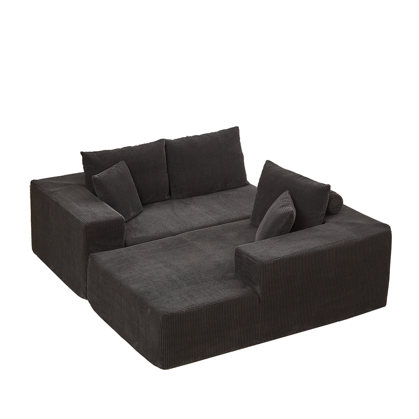 Modern Corduroy Upholstered Sectional Sofa Couch Set,Modular 108" L Shaped Sectional Living Room Sofa Set With 5 Pillows,Free Combination Sofa Couch for Living Room,Bedroom(Right Chaise)