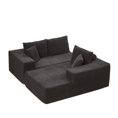 Modern Corduroy Upholstered Sectional Sofa Couch Set,Modular 108" L Shaped Sectional Living Room Sofa Set With 5 Pillows,Free Combination Sofa Couch for Living Room,Bedroom(Right Chaise)