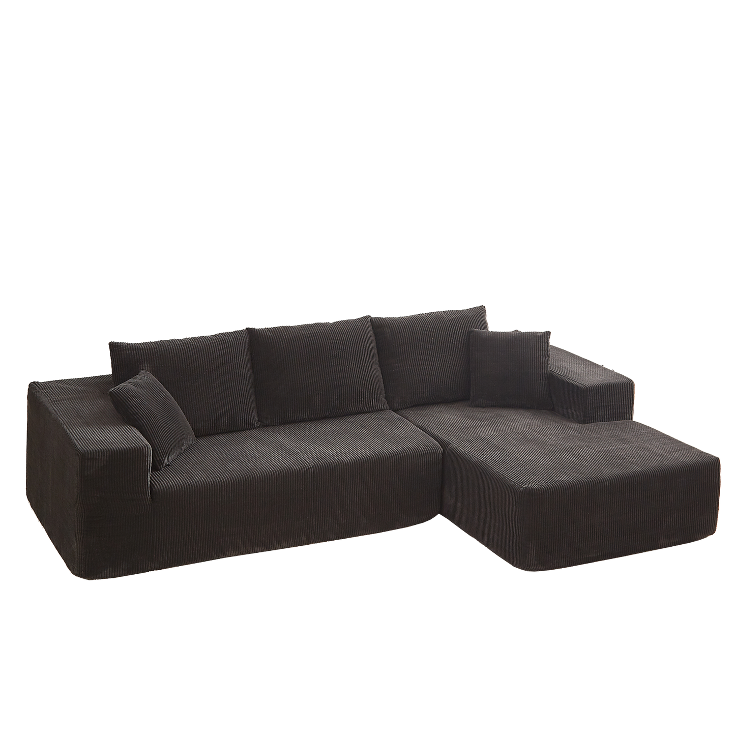 Modern Corduroy Upholstered Sectional Sofa Couch Set,Modular 108" L Shaped Sectional Living Room Sofa Set With 5 Pillows,Free Combination Sofa Couch for Living Room,Bedroom(Right Chaise)