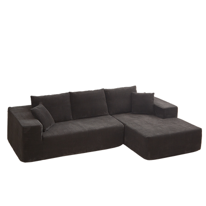 Modern Corduroy Upholstered Sectional Sofa Couch Set,Modular 108" L Shaped Sectional Living Room Sofa Set With 5 Pillows,Free Combination Sofa Couch for Living Room,Bedroom(Right Chaise)