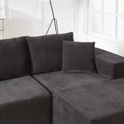Modern Corduroy Upholstered Sectional Sofa Couch Set,Modular 108" L Shaped Sectional Living Room Sofa Set With 5 Pillows,Free Combination Sofa Couch for Living Room,Bedroom(Right Chaise)