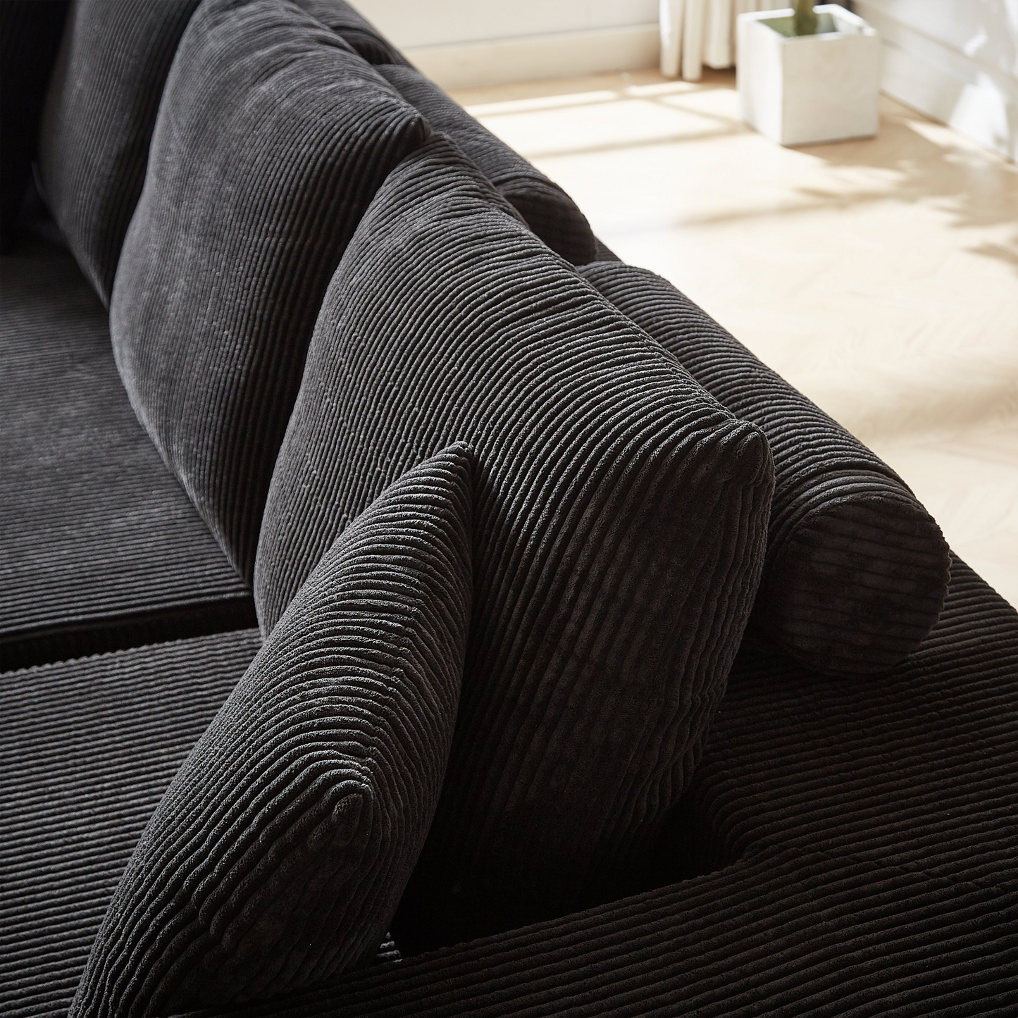 Modern Corduroy Upholstered Sectional Sofa Couch Set,Modular 108" L Shaped Sectional Living Room Sofa Set With 5 Pillows,Free Combination Sofa Couch for Living Room,Bedroom(Right Chaise)