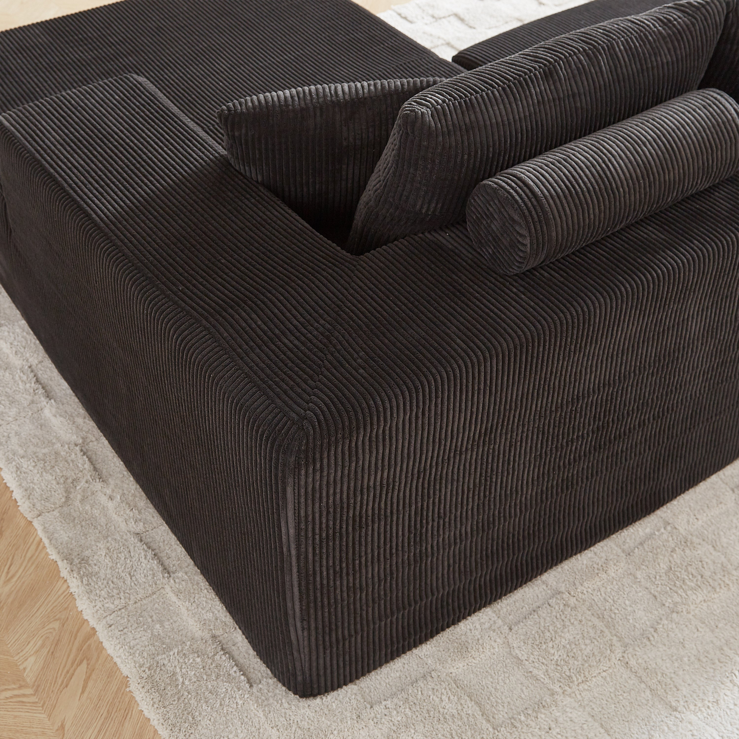 Modern Corduroy Upholstered Sectional Sofa Couch Set,Modular 108" L Shaped Sectional Living Room Sofa Set With 5 Pillows,Free Combination Sofa Couch for Living Room,Bedroom(Right Chaise)