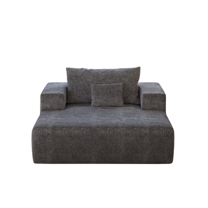 55-inch Chenille Sponge Sofa Lounge Chair,No Assembly Required,Fluffy Modern Sleeper Chair for Indoor Living Room Bedroom