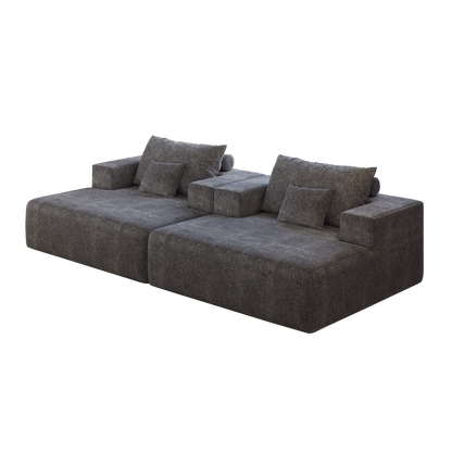 55-inch Chenille Sponge Sofa Lounge Chair,No Assembly Required,Fluffy Modern Sleeper Chair for Indoor Living Room Bedroom