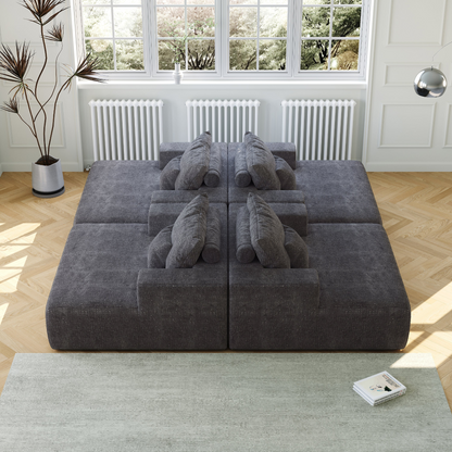 55-inch Chenille Sponge Sofa Lounge Chair,No Assembly Required,Fluffy Modern Sleeper Chair for Indoor Living Room Bedroom