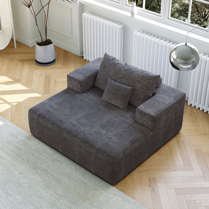 55-inch Chenille Sponge Sofa Lounge Chair,No Assembly Required,Fluffy Modern Sleeper Chair for Indoor Living Room Bedroom