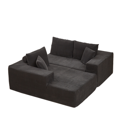 Modern Corduroy Upholstered Sectional Sofa Couch Set,Modular 108" L Shaped Sectional Living Room Sofa Set With 5 Pillows,Free Combination Sofa Couch for Living Room,Bedroom(Left Chaise)