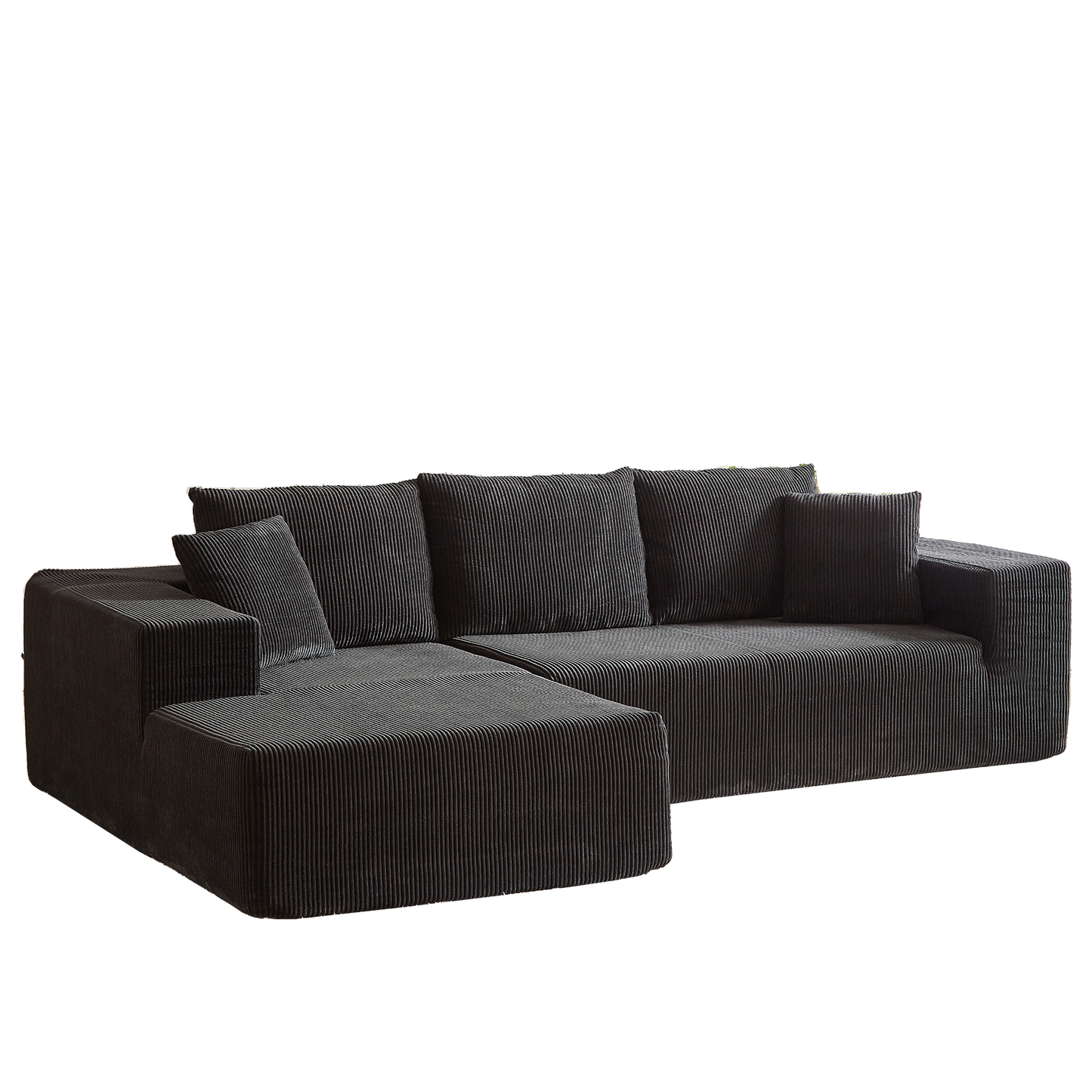 Modern Corduroy Upholstered Sectional Sofa Couch Set,Modular 108" L Shaped Sectional Living Room Sofa Set With 5 Pillows,Free Combination Sofa Couch for Living Room,Bedroom(Left Chaise)