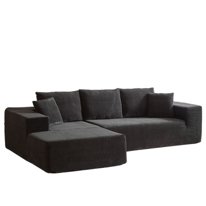 Modern Corduroy Upholstered Sectional Sofa Couch Set,Modular 108" L Shaped Sectional Living Room Sofa Set With 5 Pillows,Free Combination Sofa Couch for Living Room,Bedroom(Left Chaise)