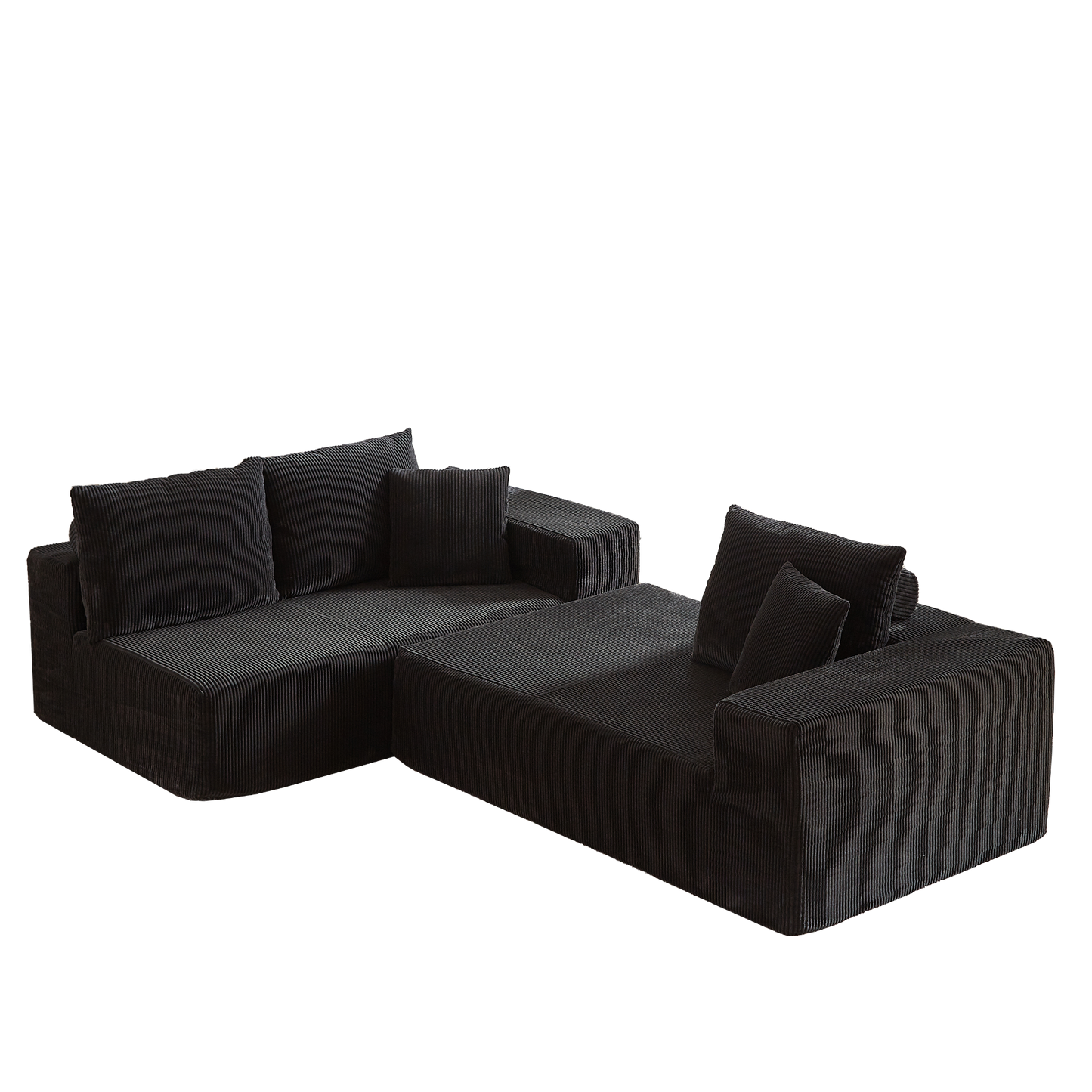 Modern Corduroy Upholstered Sectional Sofa Couch Set,Modular 108" L Shaped Sectional Living Room Sofa Set With 5 Pillows,Free Combination Sofa Couch for Living Room,Bedroom(Left Chaise)