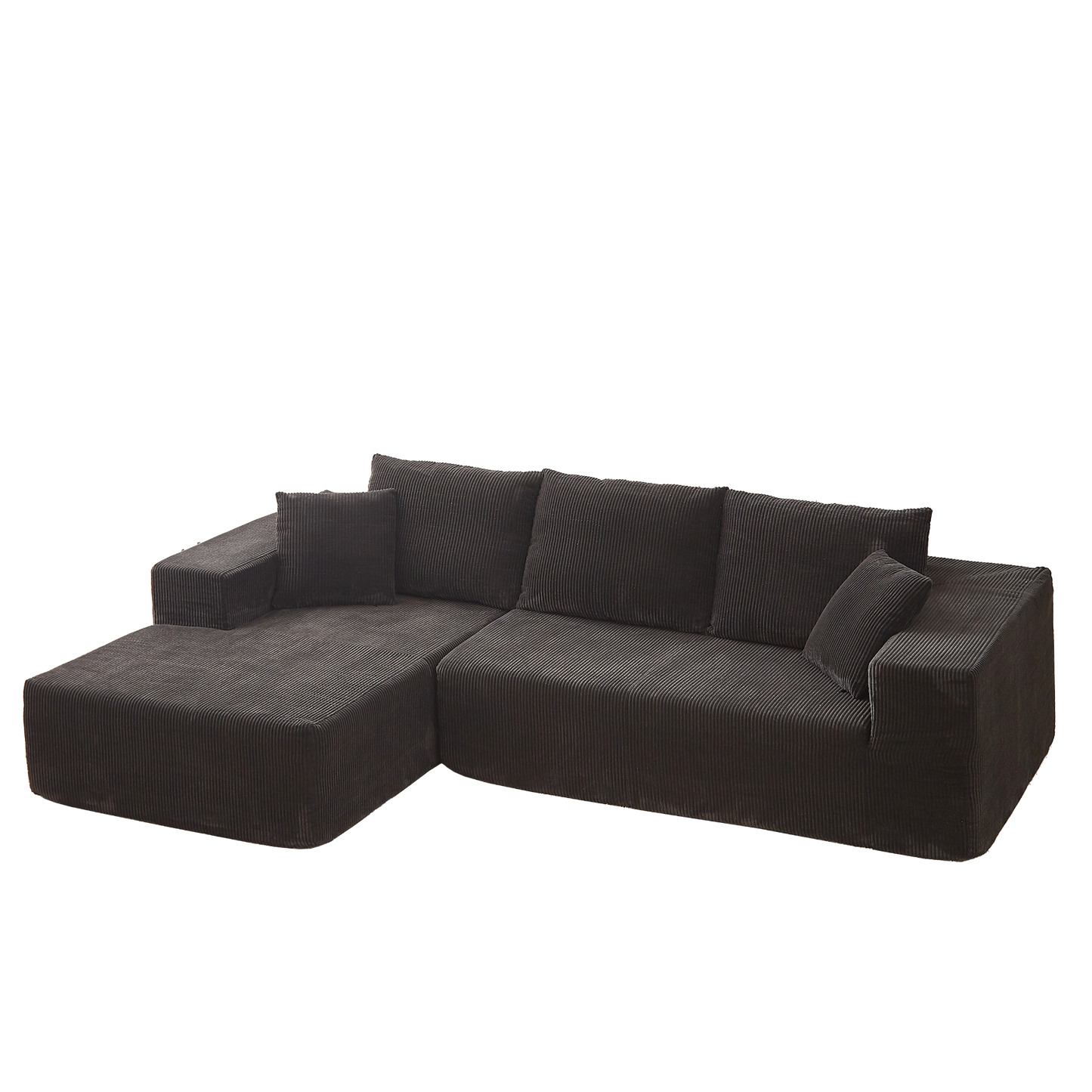 Modern Corduroy Upholstered Sectional Sofa Couch Set,Modular 108" L Shaped Sectional Living Room Sofa Set With 5 Pillows,Free Combination Sofa Couch for Living Room,Bedroom(Left Chaise)