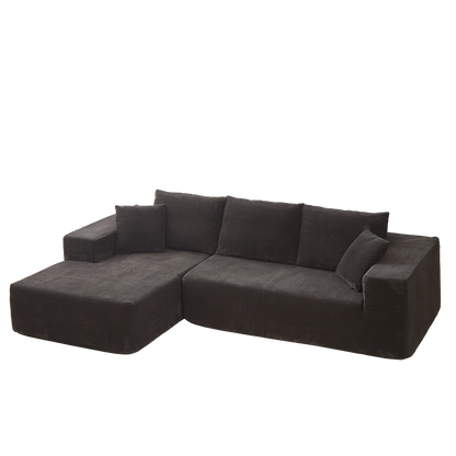 Modern Corduroy Upholstered Sectional Sofa Couch Set,Modular 108" L Shaped Sectional Living Room Sofa Set With 5 Pillows,Free Combination Sofa Couch for Living Room,Bedroom(Left Chaise)