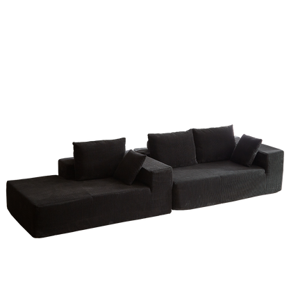 Modern Corduroy Upholstered Sectional Sofa Couch Set,Modular 108" L Shaped Sectional Living Room Sofa Set With 5 Pillows,Free Combination Sofa Couch for Living Room,Bedroom(Left Chaise)