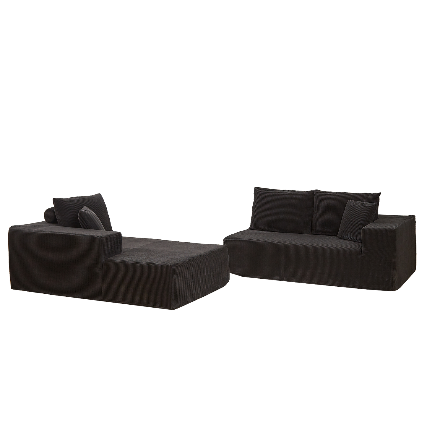 Modern Corduroy Upholstered Sectional Sofa Couch Set,Modular 108" L Shaped Sectional Living Room Sofa Set With 5 Pillows,Free Combination Sofa Couch for Living Room,Bedroom(Left Chaise)