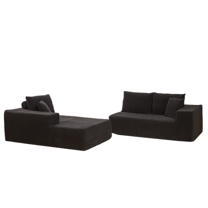 Modern Corduroy Upholstered Sectional Sofa Couch Set,Modular 108" L Shaped Sectional Living Room Sofa Set With 5 Pillows,Free Combination Sofa Couch for Living Room,Bedroom(Left Chaise)