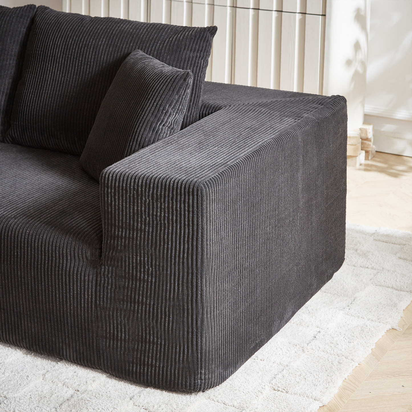 Modern Corduroy Upholstered Sectional Sofa Couch Set,Modular 108" L Shaped Sectional Living Room Sofa Set With 5 Pillows,Free Combination Sofa Couch for Living Room,Bedroom(Left Chaise)