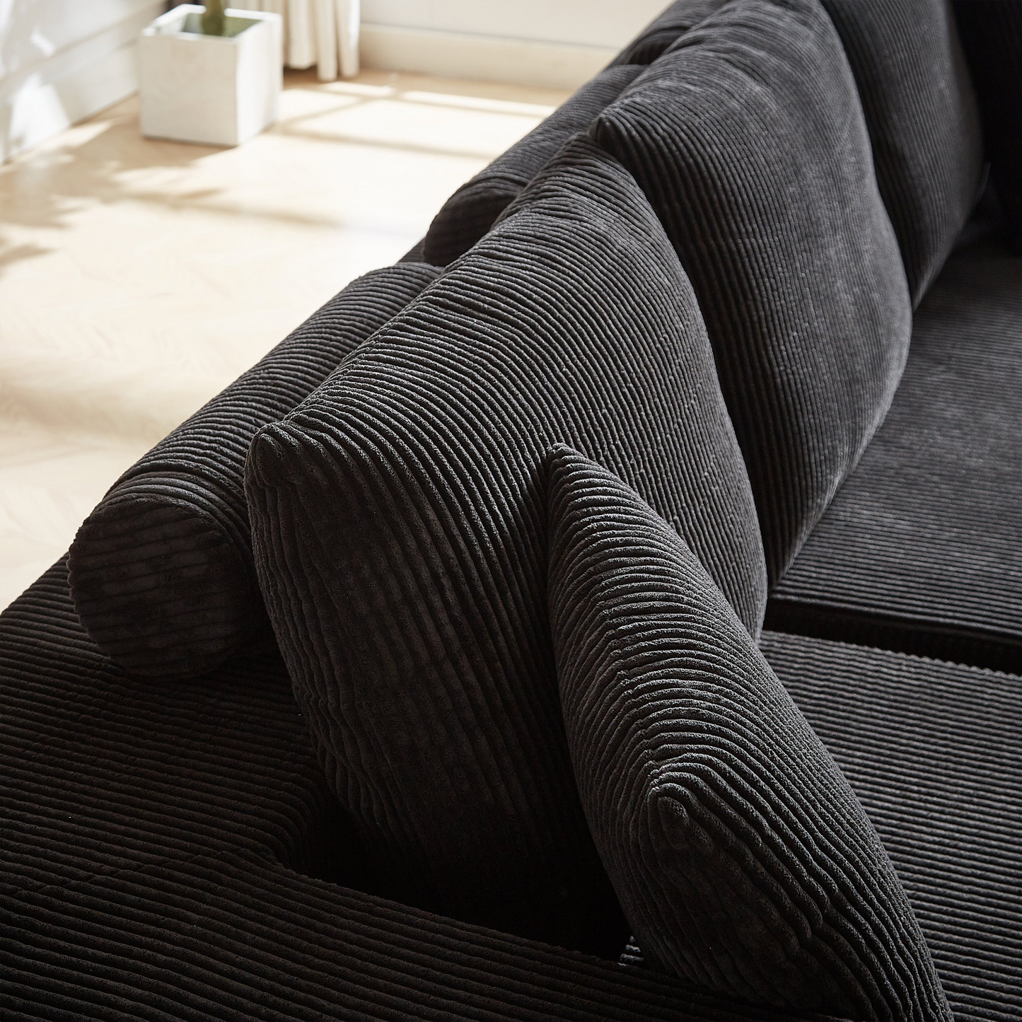 Modern Corduroy Upholstered Sectional Sofa Couch Set,Modular 108" L Shaped Sectional Living Room Sofa Set With 5 Pillows,Free Combination Sofa Couch for Living Room,Bedroom(Left Chaise)
