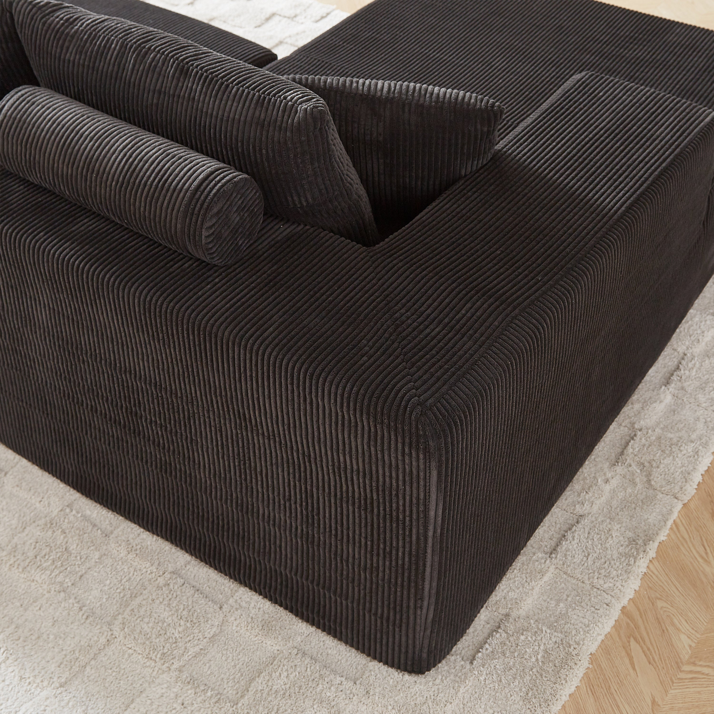 Modern Corduroy Upholstered Sectional Sofa Couch Set,Modular 108" L Shaped Sectional Living Room Sofa Set With 5 Pillows,Free Combination Sofa Couch for Living Room,Bedroom(Left Chaise)